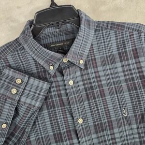 John Varvatos U.S.A. Mens Long‎ Sleeve Button Down Plaid Shirt peace